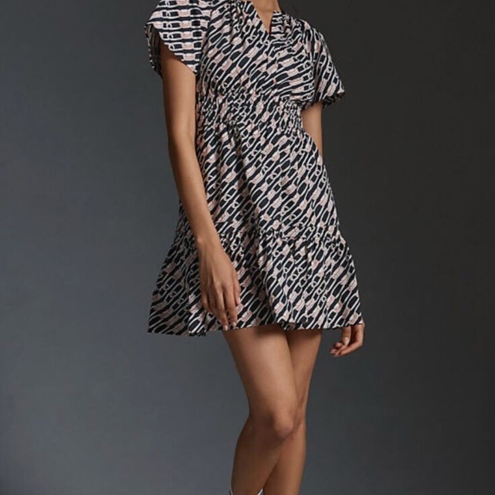 Anthropologie Somerset Mini- Black and White Patterned Dress